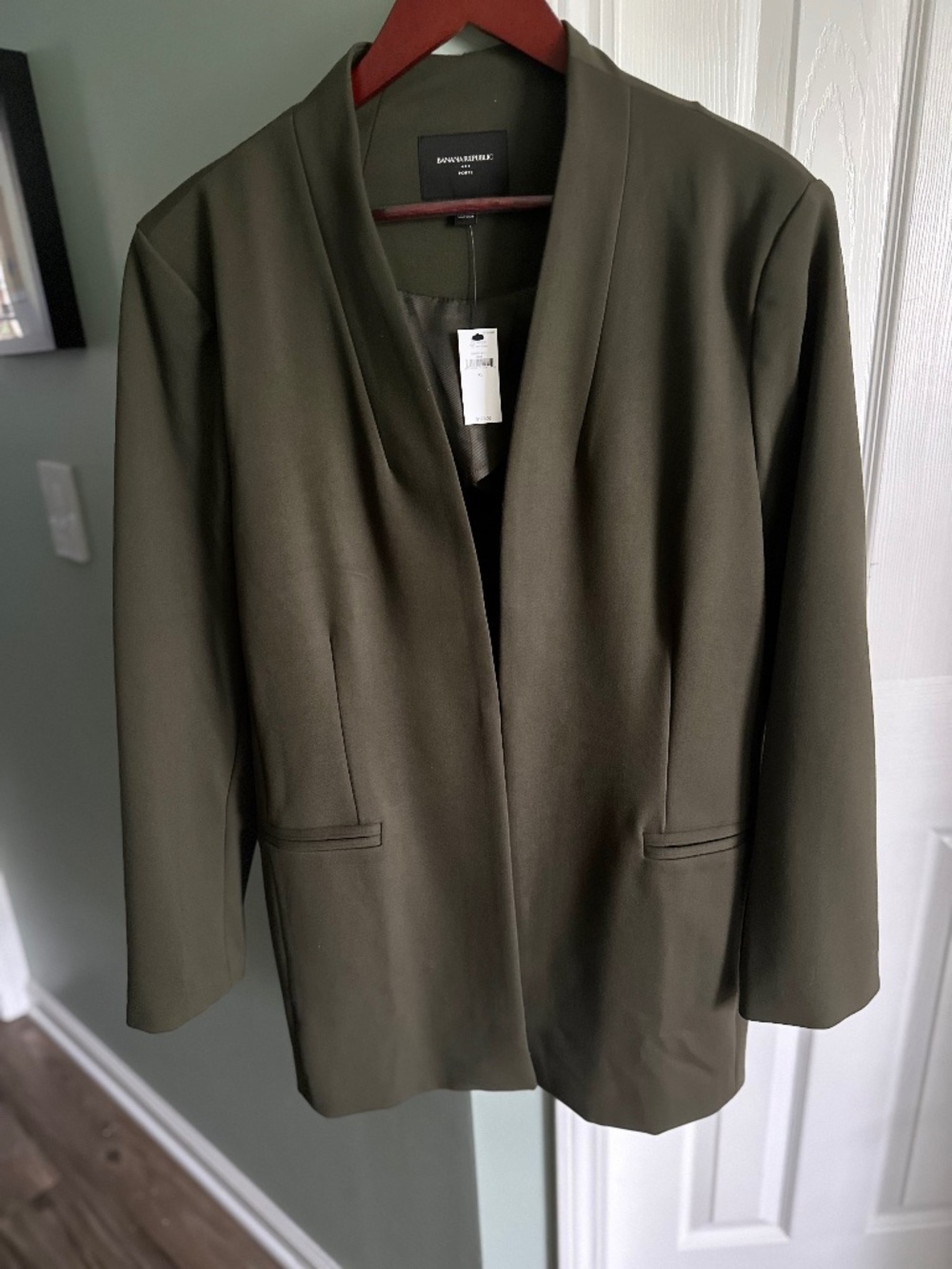 BANANA REPUBLIC FACTORY Olive Green Ponte Collarless Blazer - XL - NEW with Tags